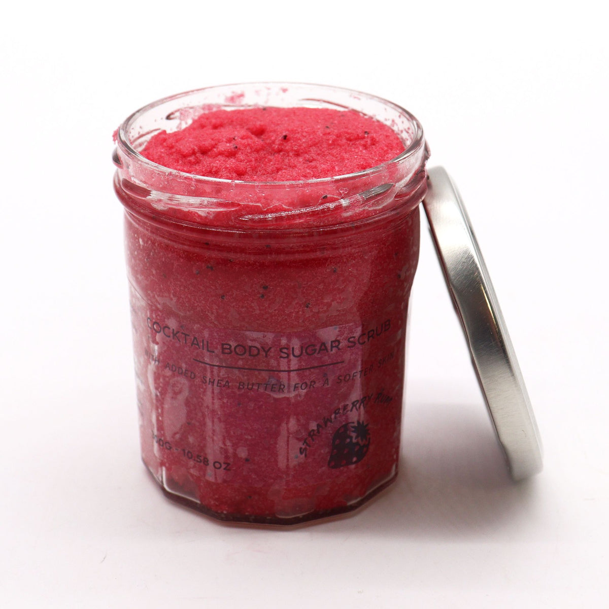 Strawberry Rum Fragranced Sugar Body Scrub | 300g | Vegan Exfoliating Sweet Skin Gift | Plastic Free
