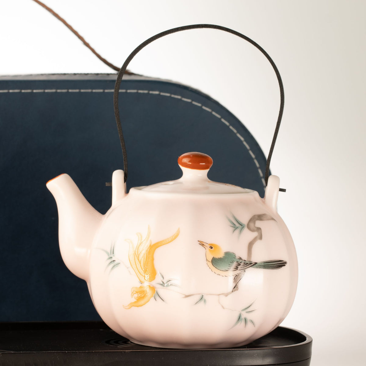 Pink Vintage Pumpkin Teapot Set & Four Cups | Ceramic Tea Set | Boho Gift for Her | Birthday Gift