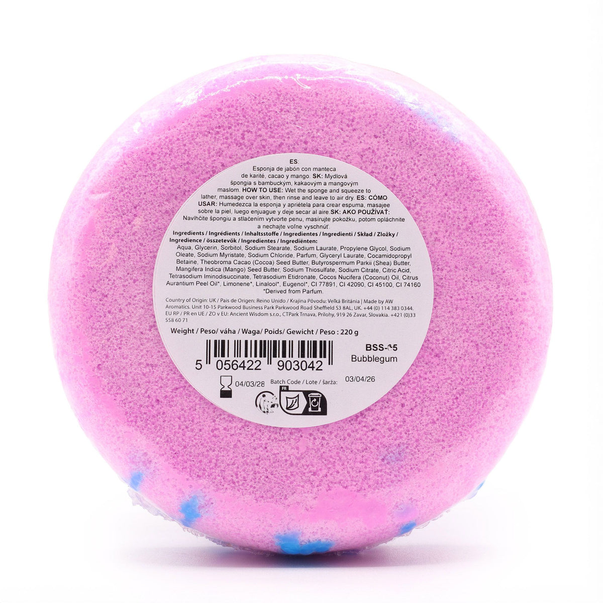Butter Bubble Soap Sponge | Bubblegum | Shea & Mango Butter | Exfoliating | Handmade in the UK