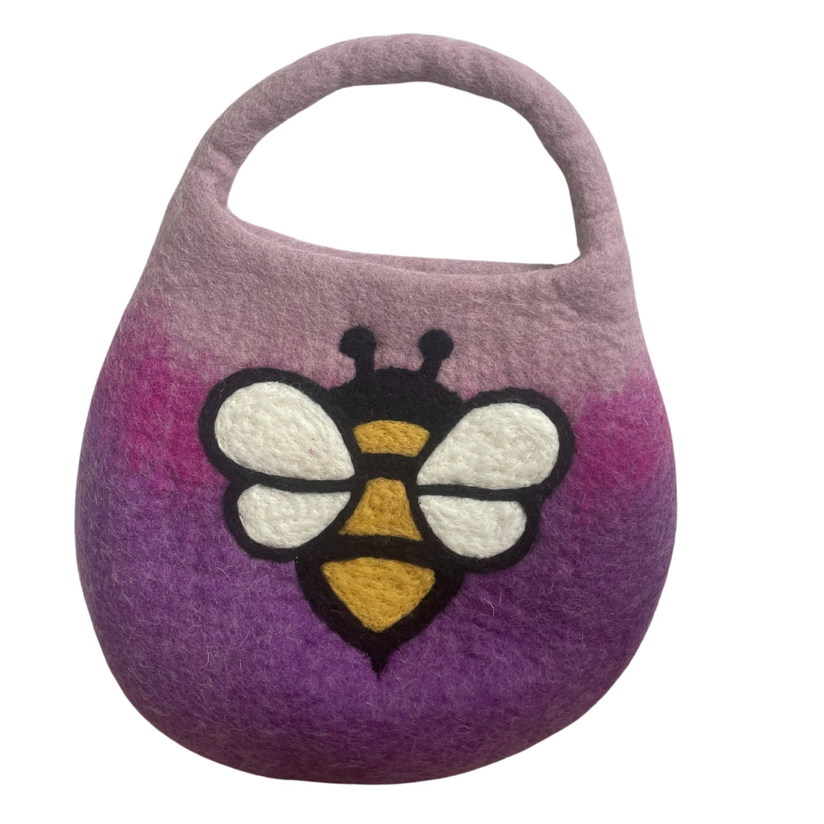 Water Felted Bee Bag — One Handle with Magnet | Lavender Shades | Handmade in Nepal