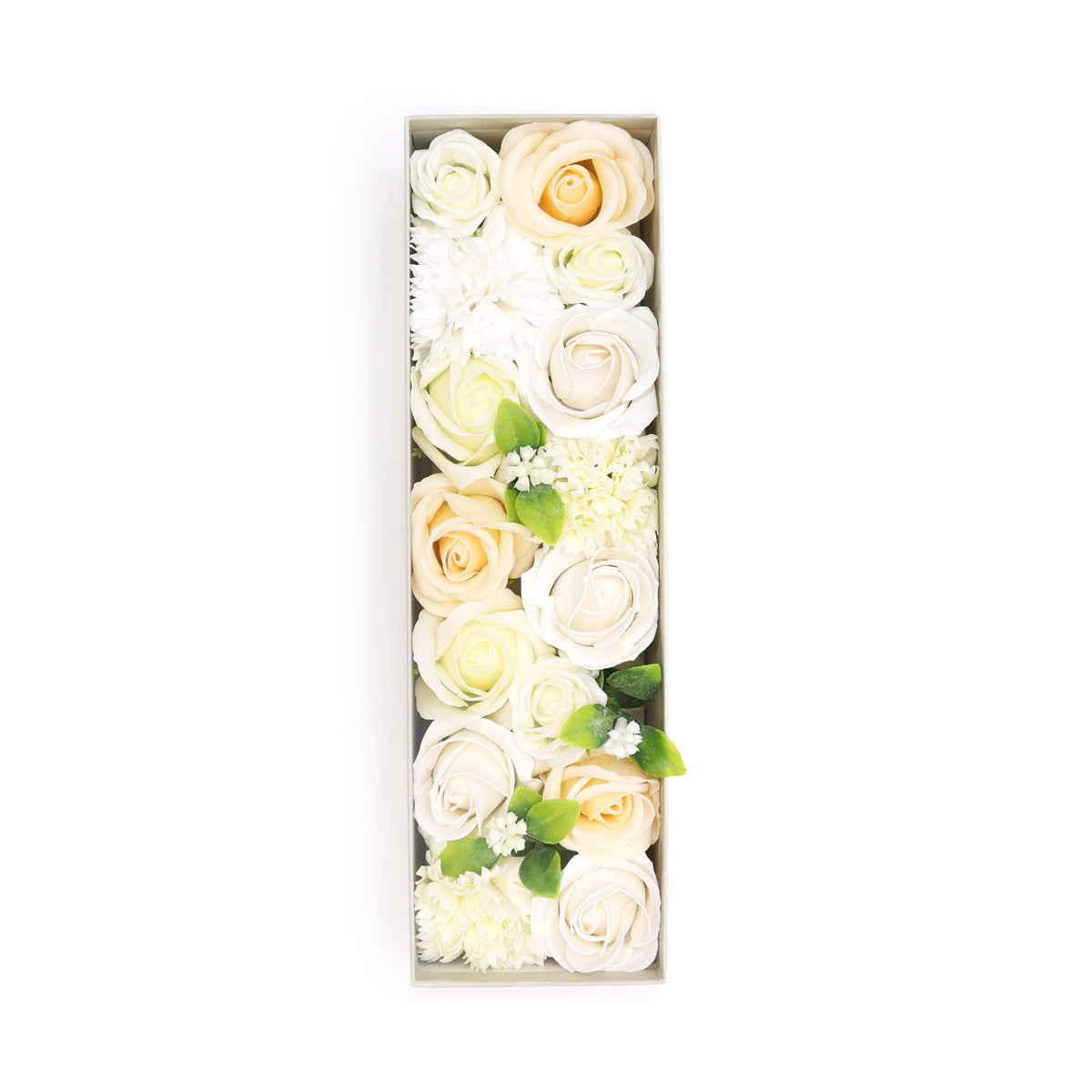 Wedding Blessings Soap Flower Long Gift Box | White & Ivory | Luxury Bridal Gift