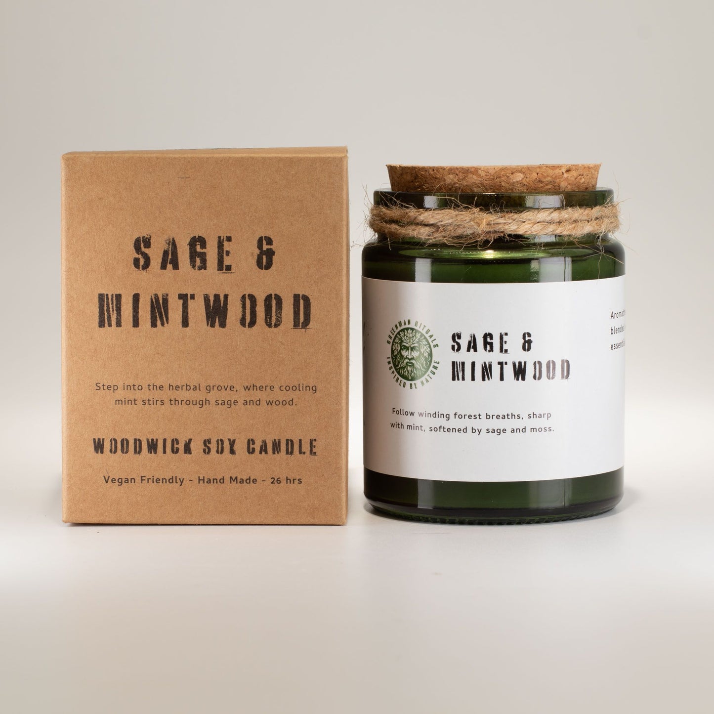 Sage & Mintwood Woodwick Soy Candle | Fresh Herbal Home Fragrance Gift