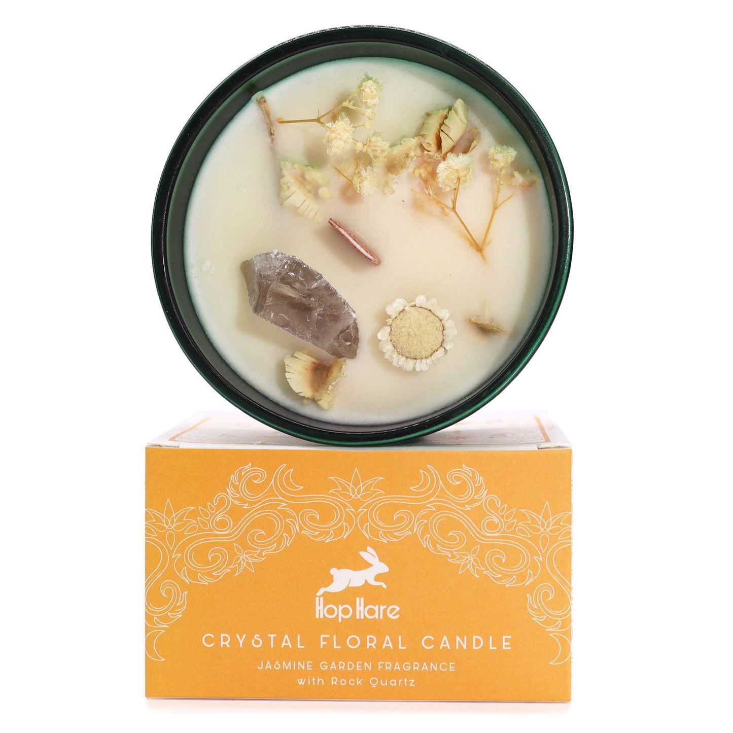The Lion Crystal Magic Candle | Jasmine Garden | Rock Quartz | Tarot Candle Luxury Gift