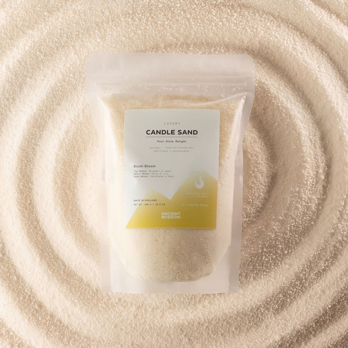 Blush Bloom Warm Honey Candle Sand | 300g | Marc Jacobs Daisy Inspired | 60hr Burn | Made in England