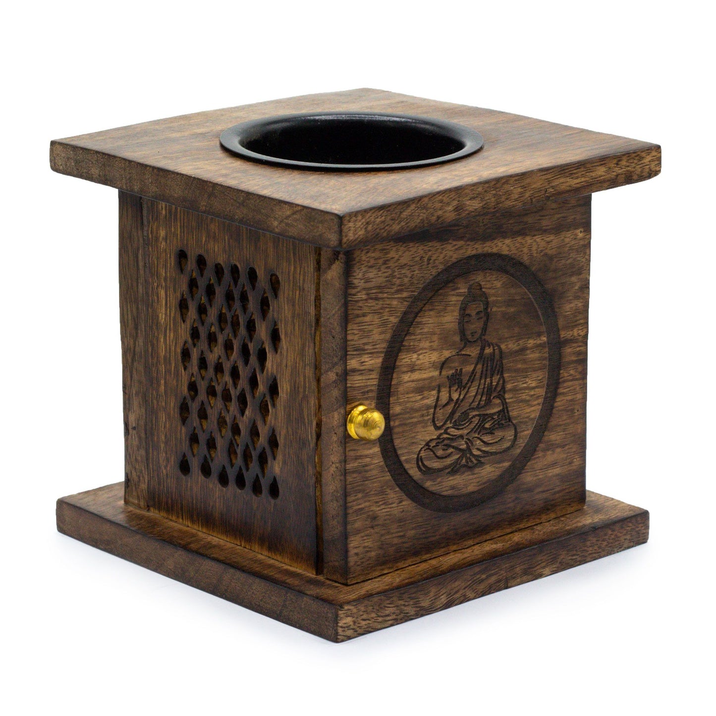 Large Buddha Mango Wood Box Oil Burner | Boho Wax Melt & Aromatherapy Gift