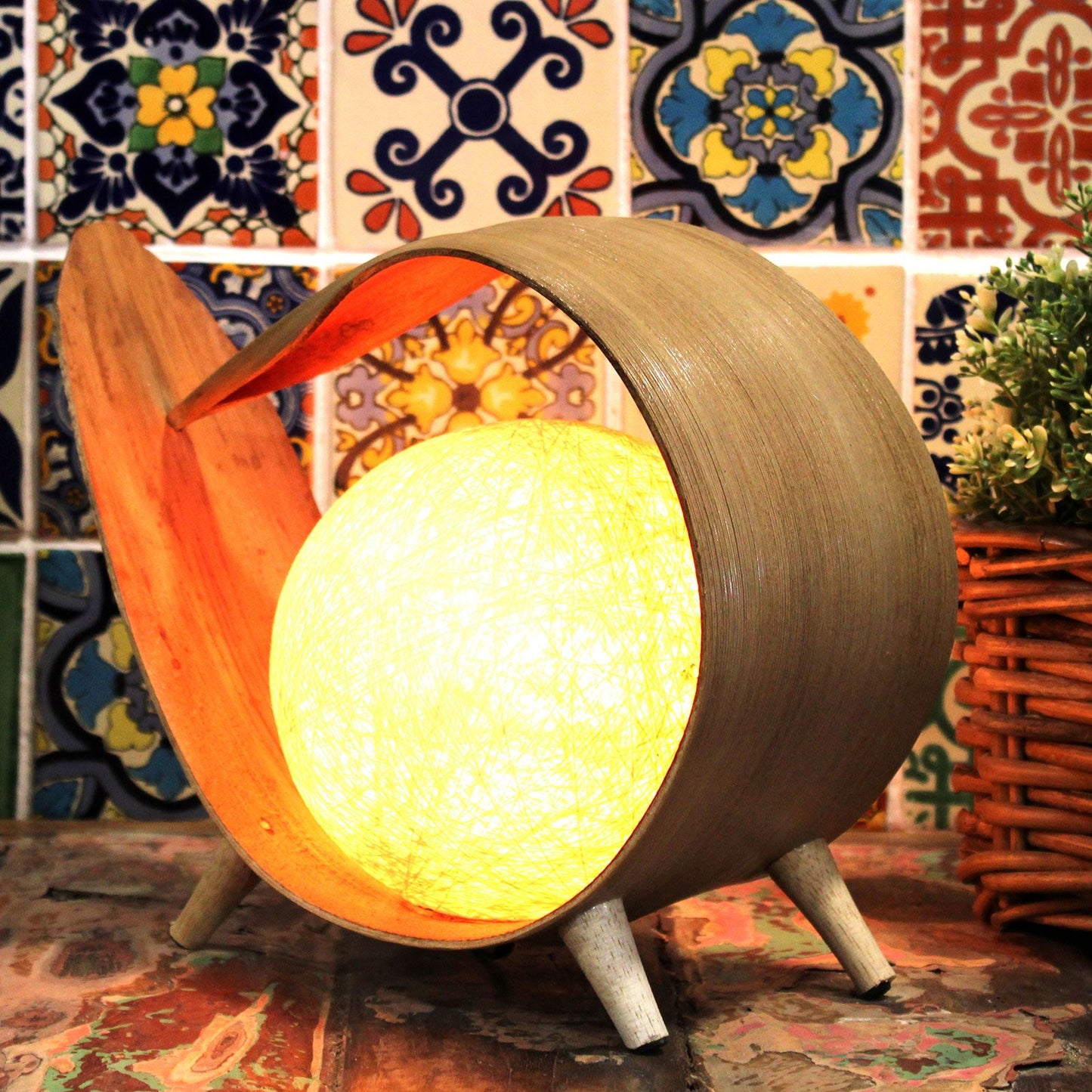 Natural Coconut Lamp | Natural Wrapover | Eco Ambient Lighting | Boho Home Gift
