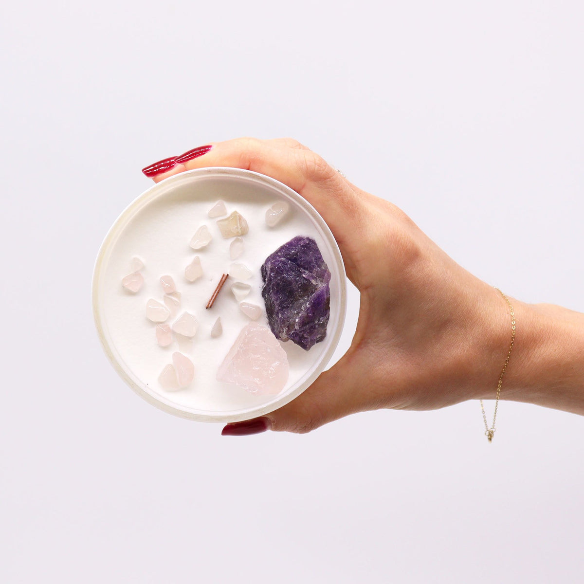 Third Eye Chakra Crystal Candle | Sweet Crystal Truth | Amethyst & Rose Quartz | Intuition & Wisdom Gift
