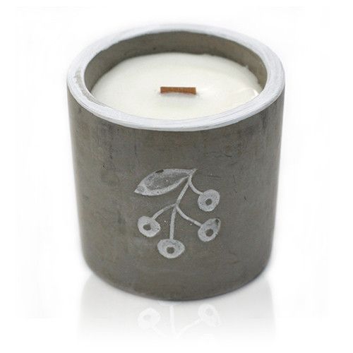 Juniper & Sweet Gin Concrete Candle | Wooden Wick | Medium Pot | Amber & Calm