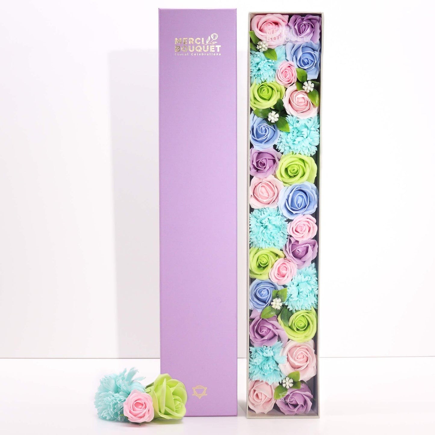 Baby Blessings Blue Soap Flower Extra Long Gift Box | Baby Shower Gift | Amber & Calm