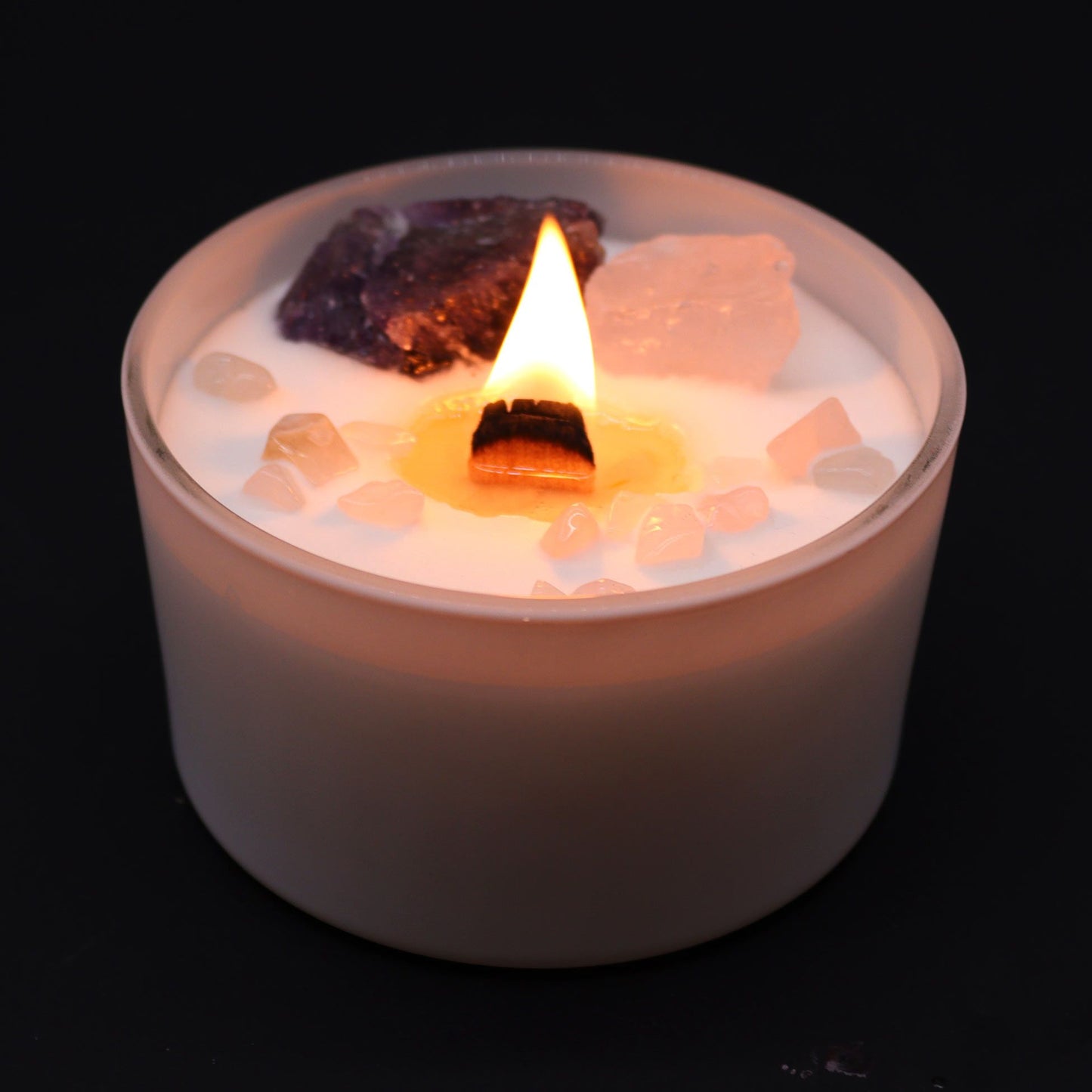 Third Eye Chakra Crystal Candle | Sweet Crystal Truth | Amethyst & Rose Quartz | Intuition & Wisdom Gift