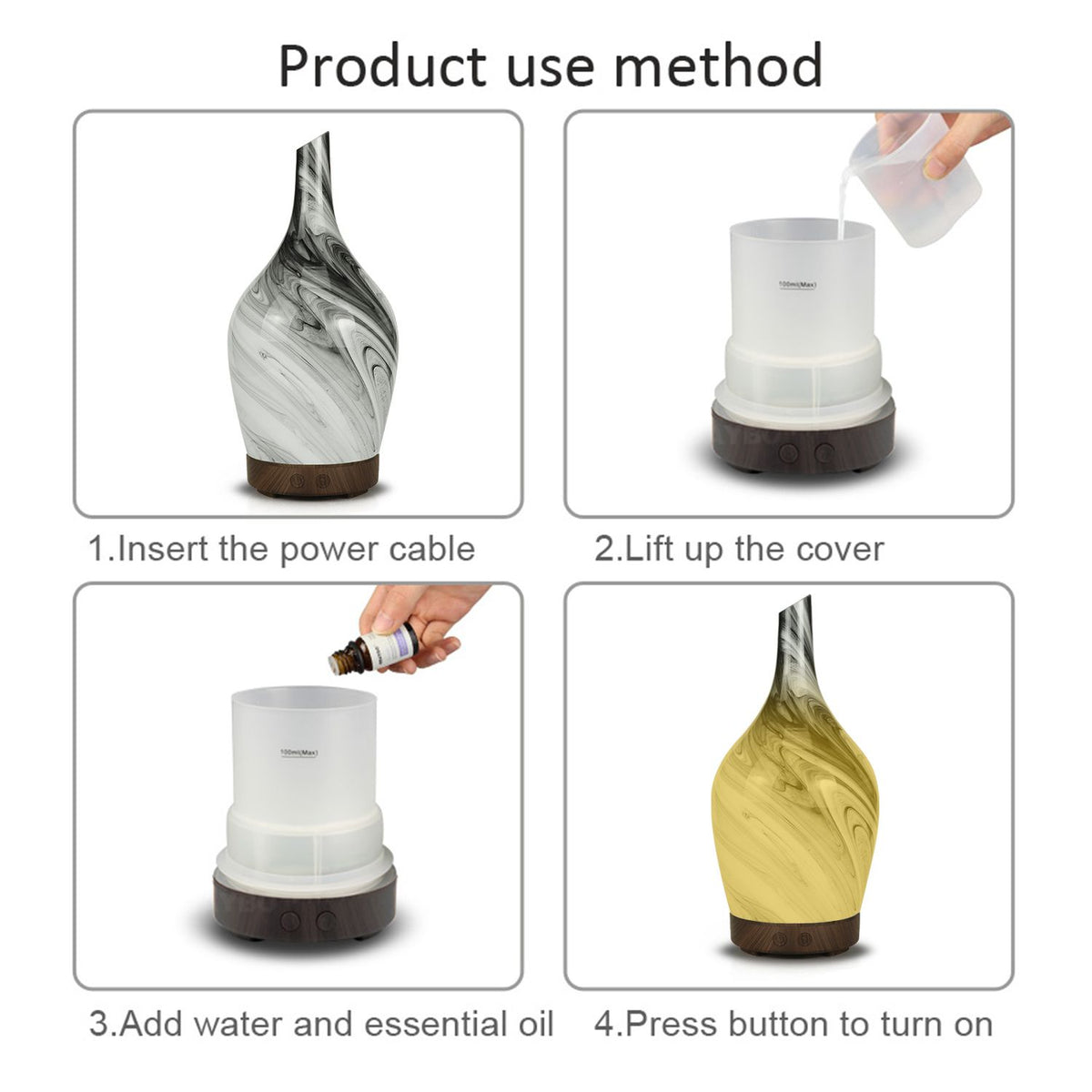 Glass Abstract Grey Aroma Atomiser | USB | Nebulising Essential Oil Diffuser | Home Gift