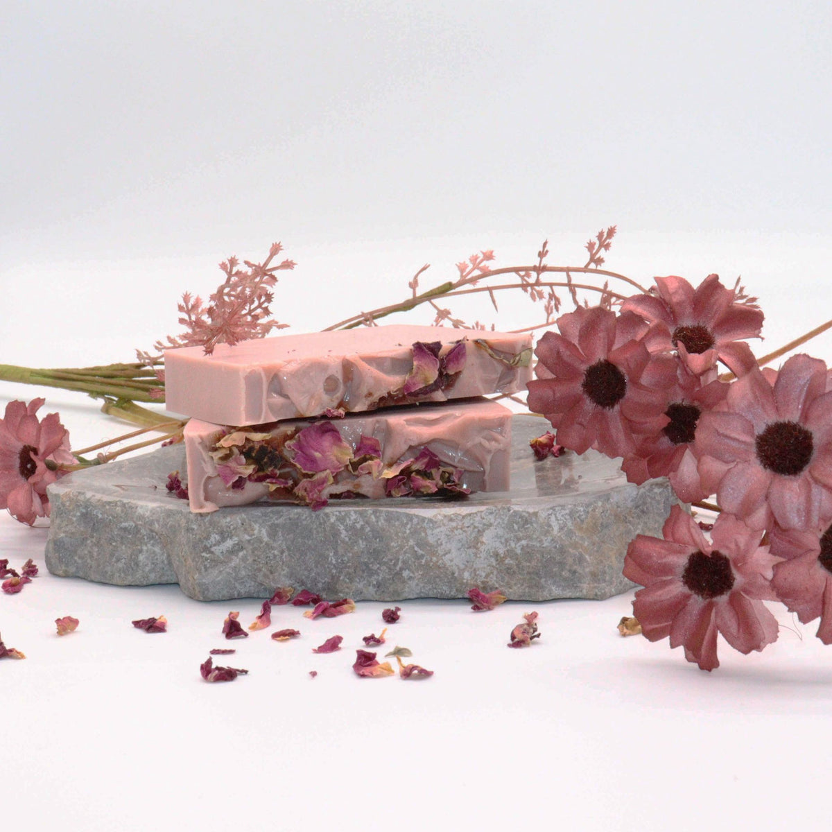 Rose & Vanilla Soap Bars | Pack of 13 | Real Rose Petals | Handmade in the UK | Gift for Her