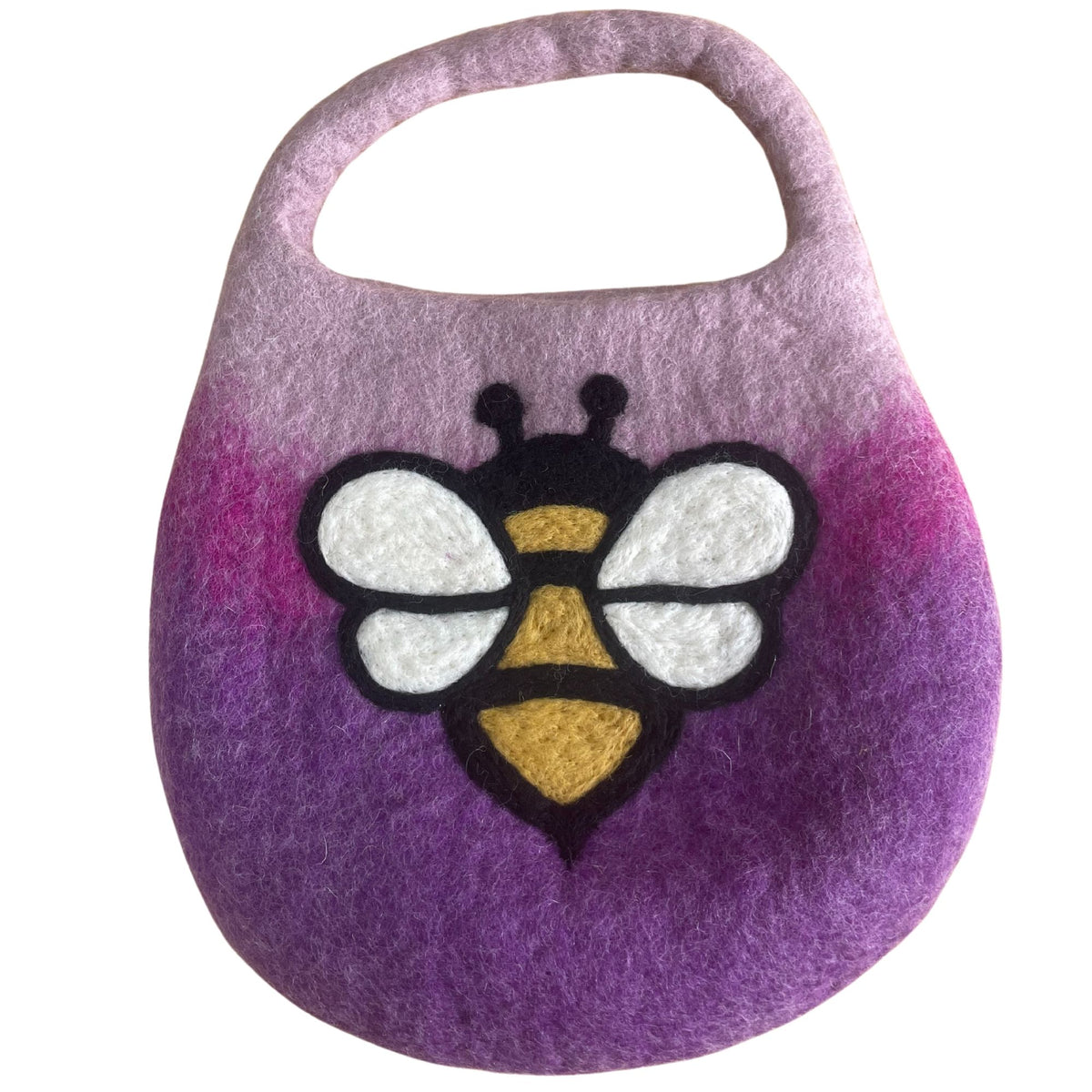 Water Felted Bee Bag — One Handle with Magnet | Lavender Shades | Handmade in Nepal