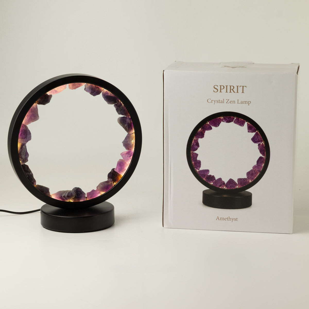 Amethyst Gemstone Halo Lamp | Natural Crystal Ring Light | USB | Zen Spirit | Meditation & Home Decor