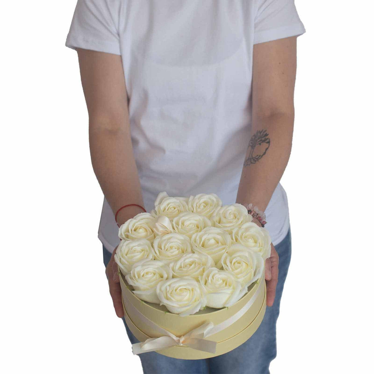 Cream Rose Soap Flower Bouquet | 13 Roses Heart | Luxury Bath Gift | Valentine's Mother's Day Wedding