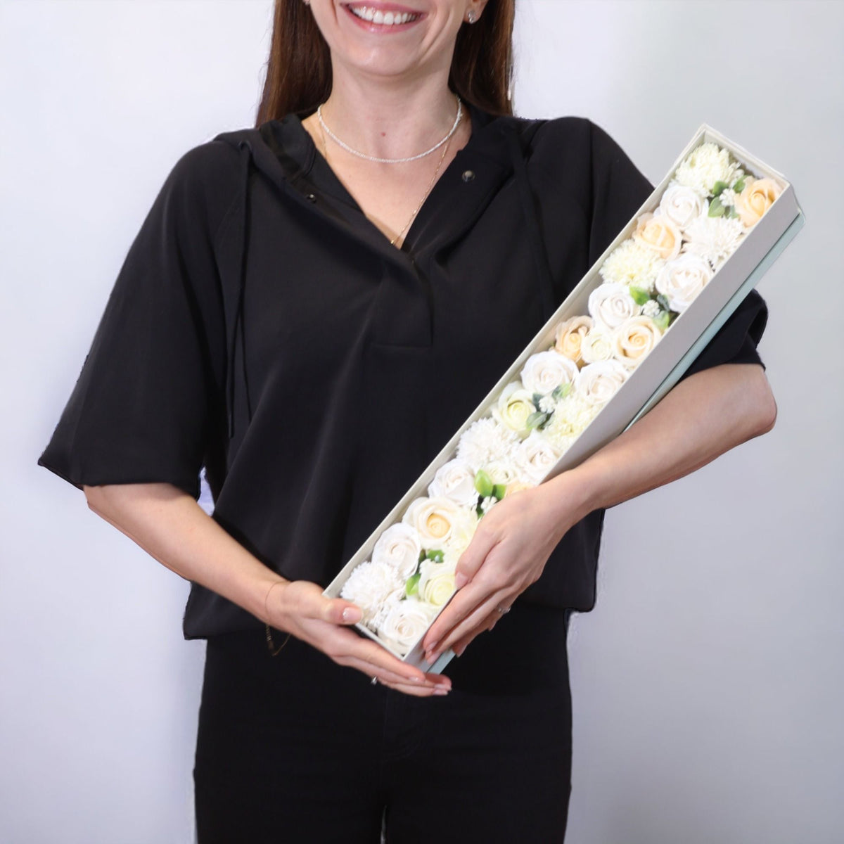 Wedding Blessings Soap Flower Extra Long Gift Box | White & Ivory | Luxury Bridal Gift