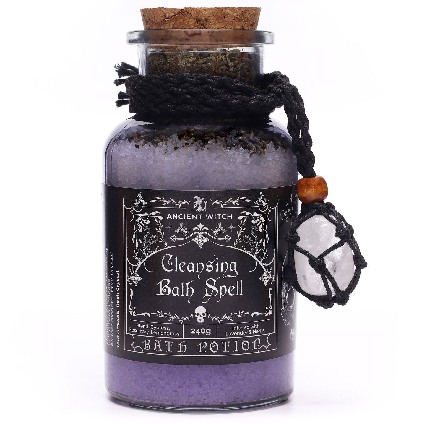 Witch Bath Spell Potion & Rock Crystal Amulet | Cleansing | Witchy Self-Care Gift