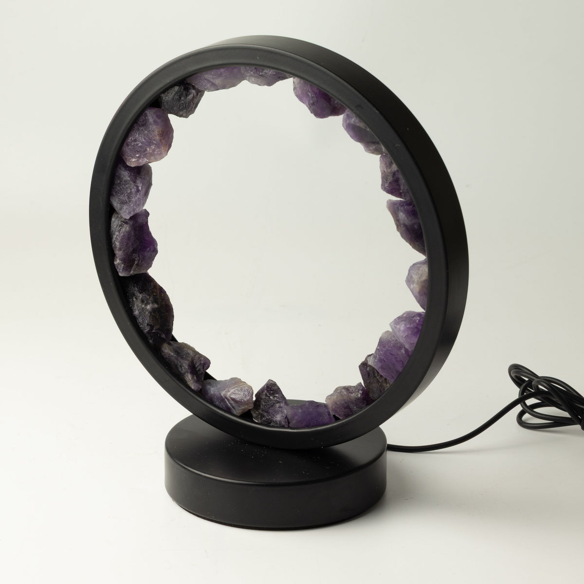Amethyst Gemstone Halo Lamp | Natural Crystal Ring Light | USB | Zen Spirit | Meditation & Home Decor