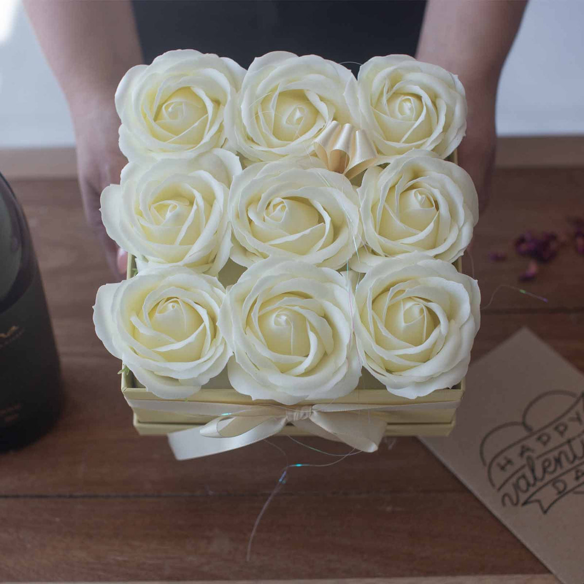 Cream Rose Soap Flower Bouquet | 13 Roses Heart | Luxury Bath Gift | Valentine's Mother's Day Wedding