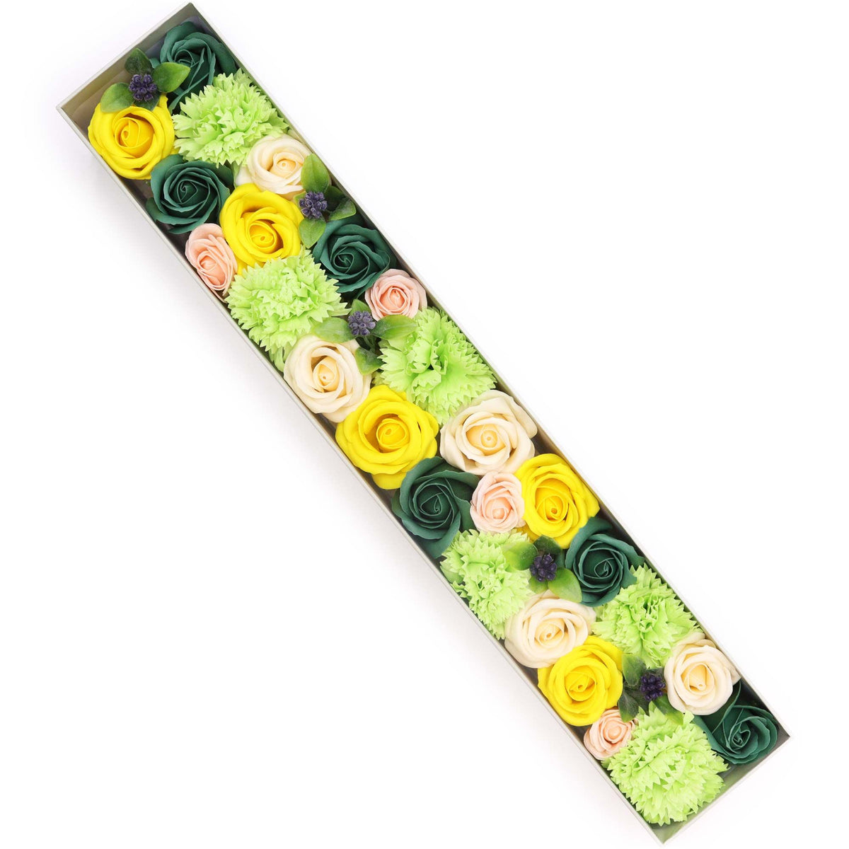 Spring Celebrations Soap Flower Extra Long Gift Box | Yellow & Green | Luxury Floral Gift
