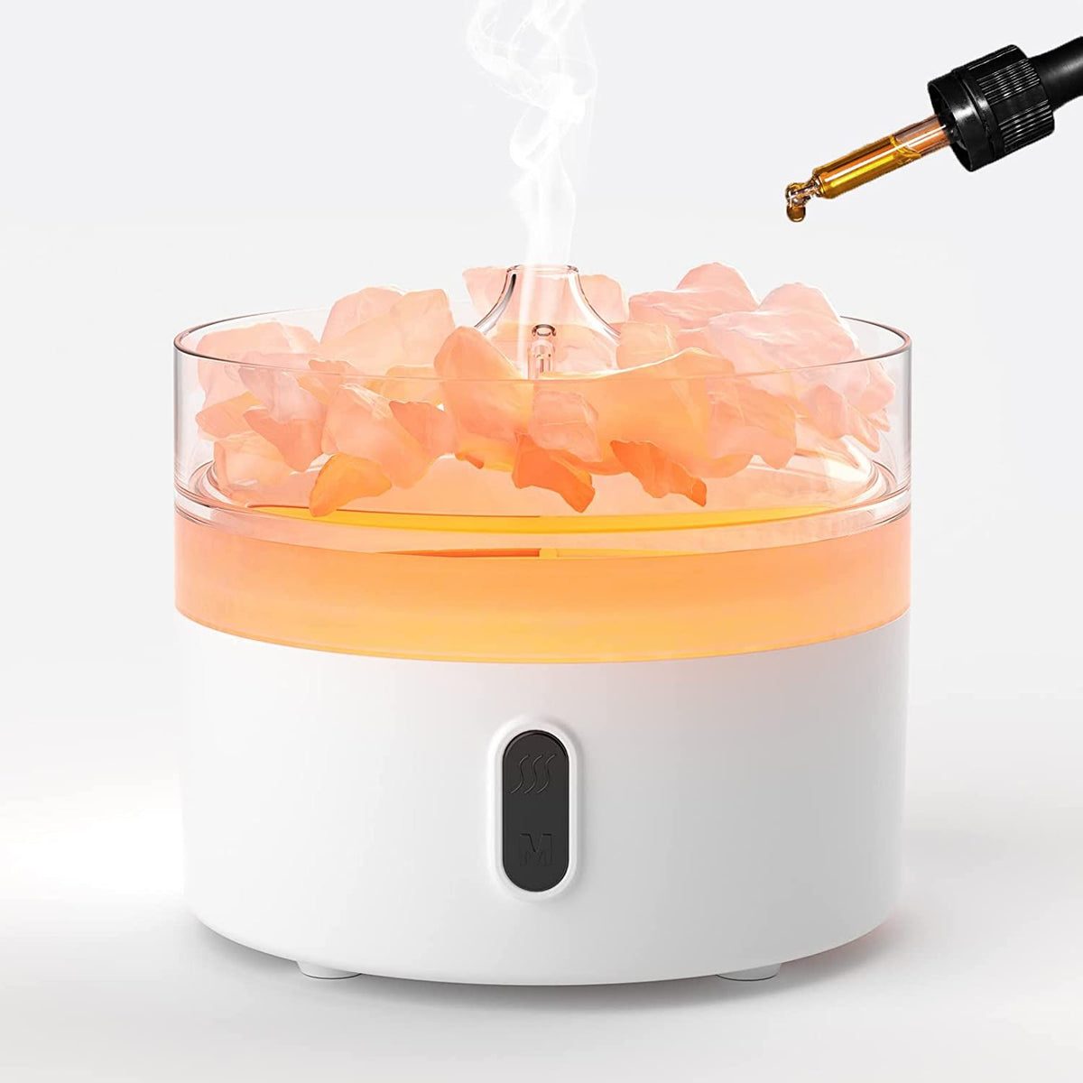 Himalayan Salt Aroma Diffuser | USB-C Night Light & Flame Effect | Wellness Gift