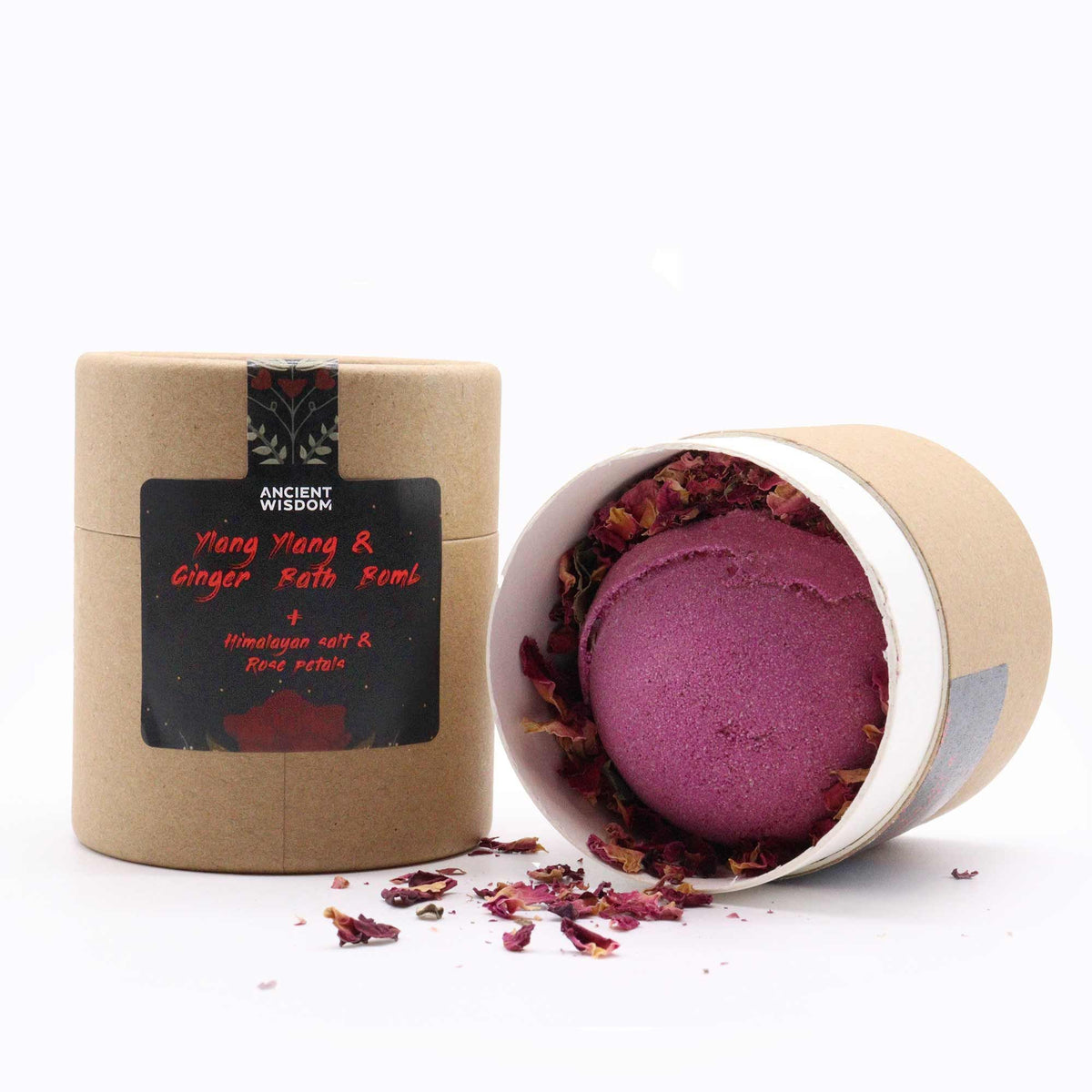 Cupid's Self Care Aromatherapy Bath Set | Ylang Ylang & Ginger Bath Bomb | Himalayan Salt | Rose Petals | Vegan Gift