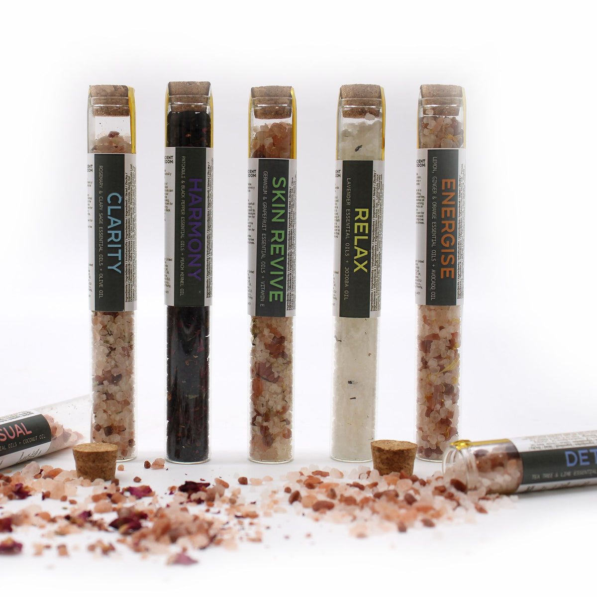 Bath Salts Vials Gift Pack | 7 Blends | Luxury Spa Bath Gift Set | One for Every Day | Vegan UK