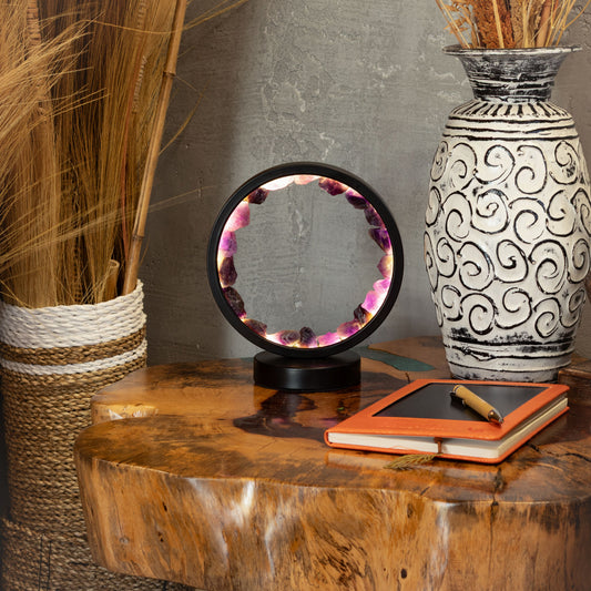 Amethyst Gemstone Halo Lamp | Natural Crystal Ring Light | USB | Zen Spirit | Meditation & Home Decor