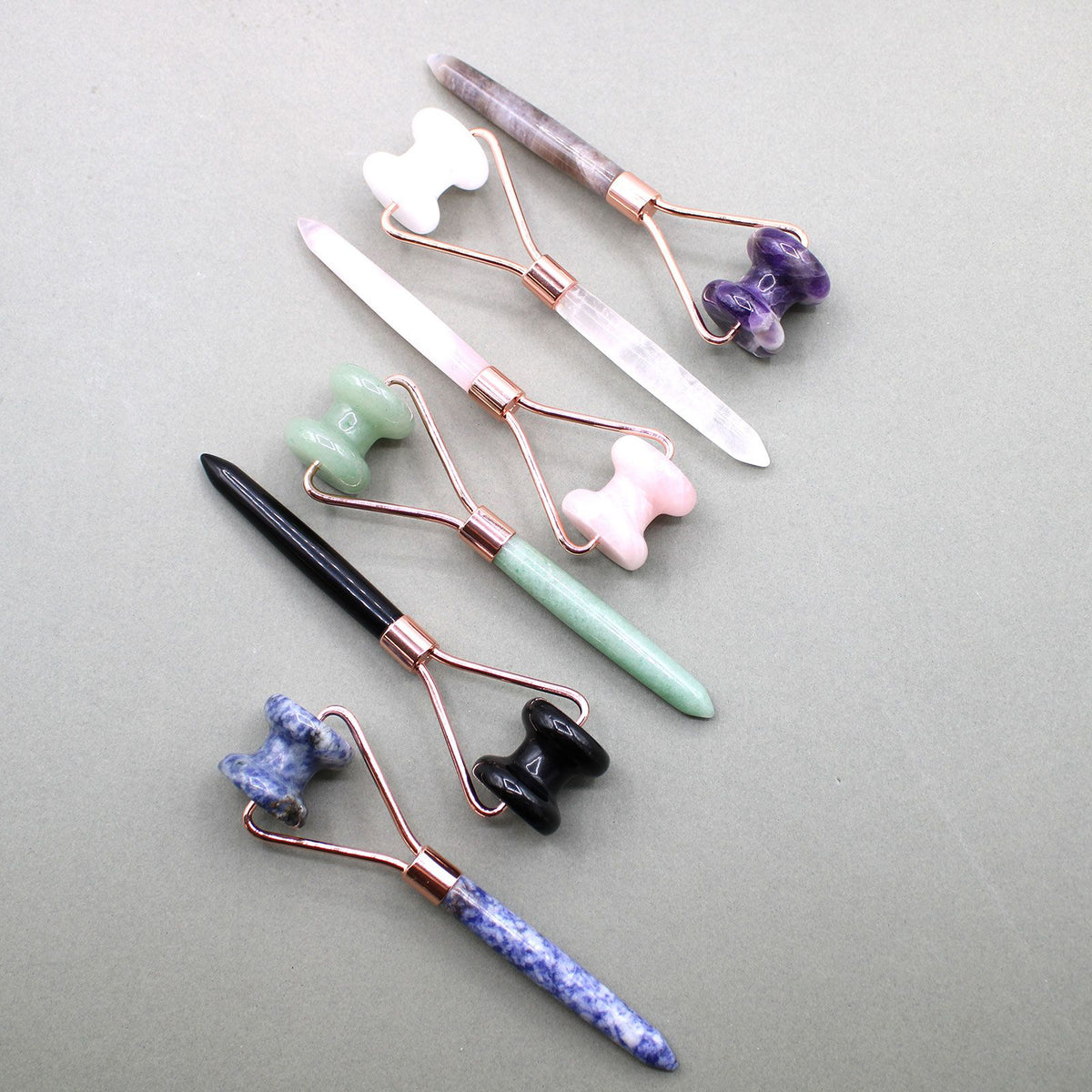 Amethyst Jawline Roller | Gemstone Facial Massage Tool | Sculpted for Jaw & Chin | Amber & Calm