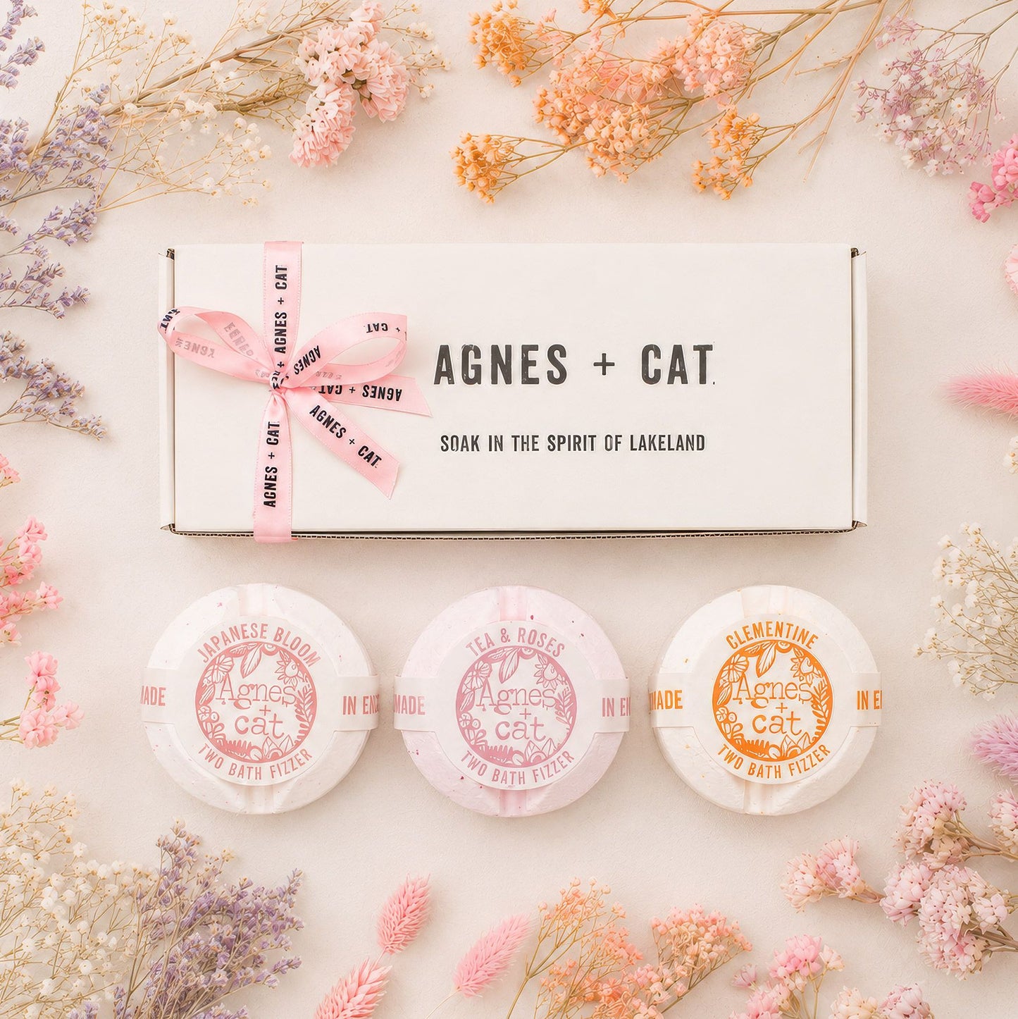 Agnes & Cat Floral & Citrus Bath Fizzer Gift Set | 3 Large Fizzers | Luxury Vegan Bath Gift for Her