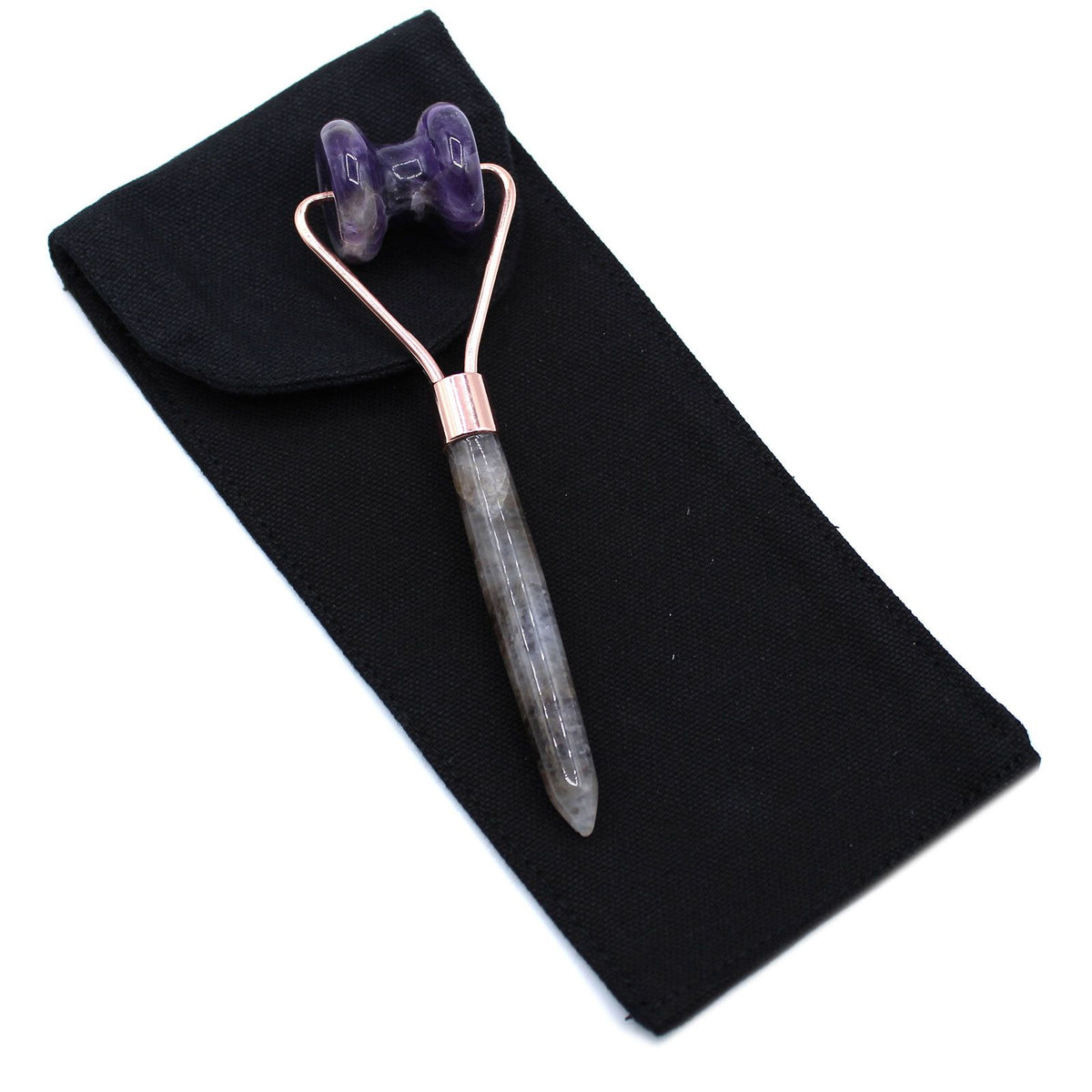 Amethyst Jawline Roller | Gemstone Facial Massage Tool | Sculpted for Jaw & Chin | Amber & Calm
