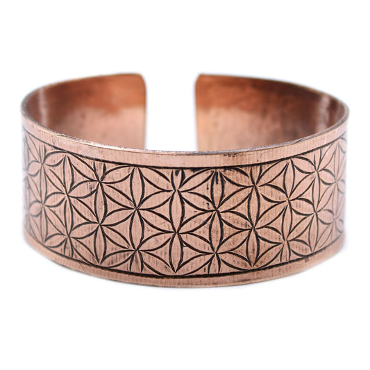 Copper Tibetan Flower of Life Mantra Bracelet