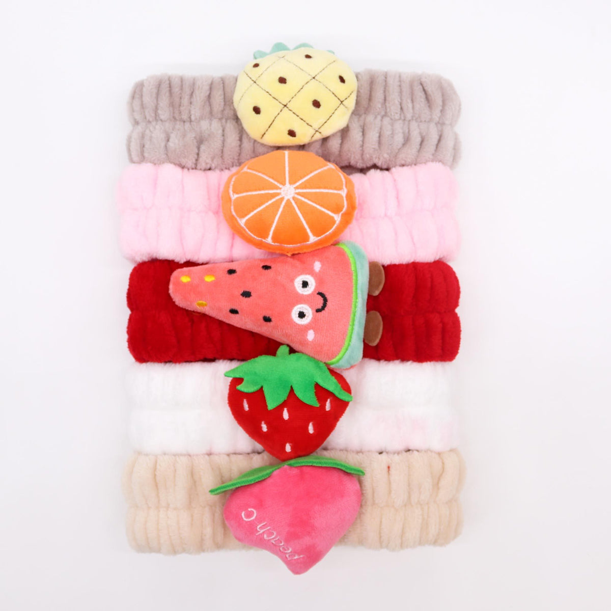 Fruity Makeup Headbands | Fun Skincare Accessory Set of 5 | Soft Flannel | Amber & Calm