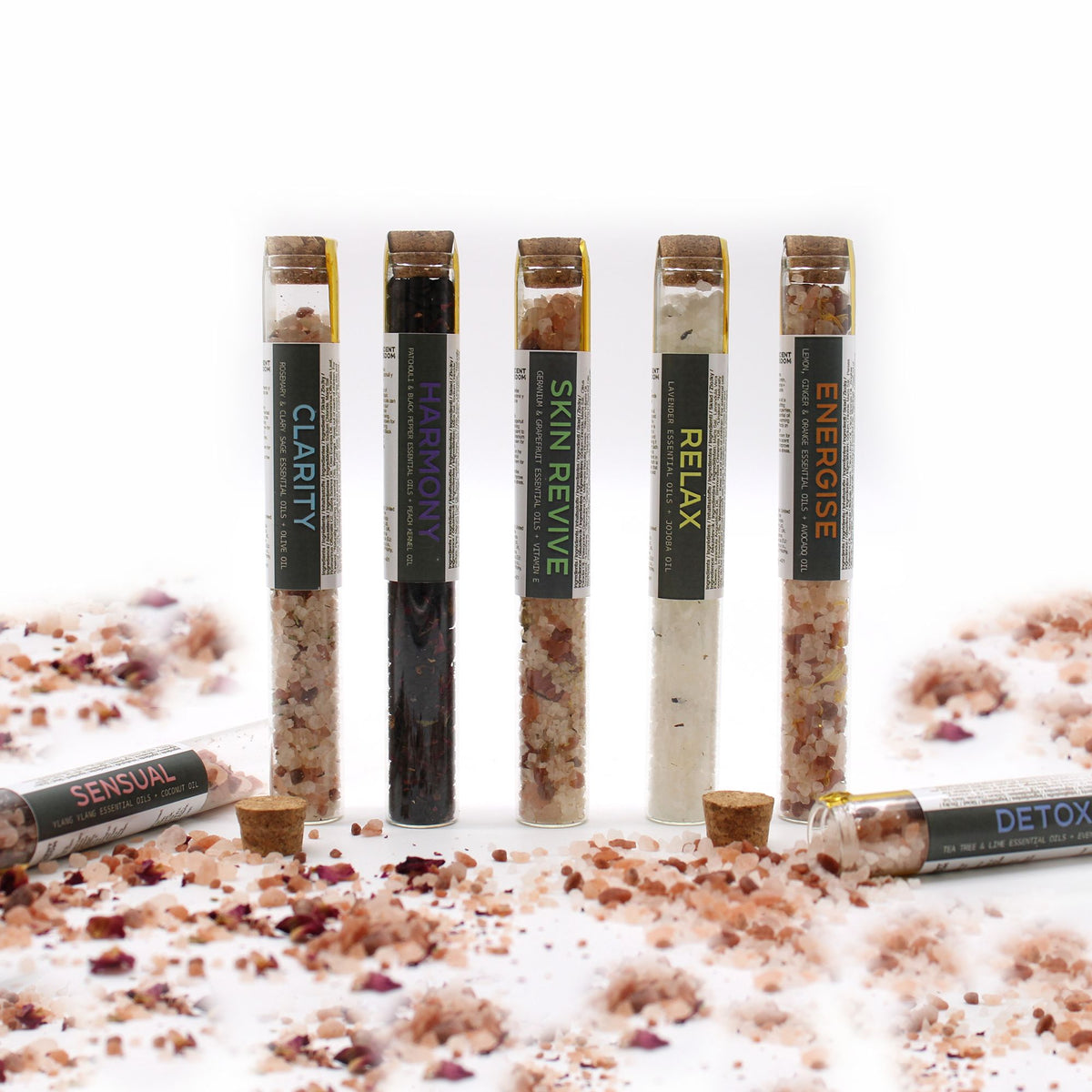 Bath Salts Vials Gift Pack | 7 Blends | Luxury Spa Bath Gift Set | One for Every Day | Vegan UK