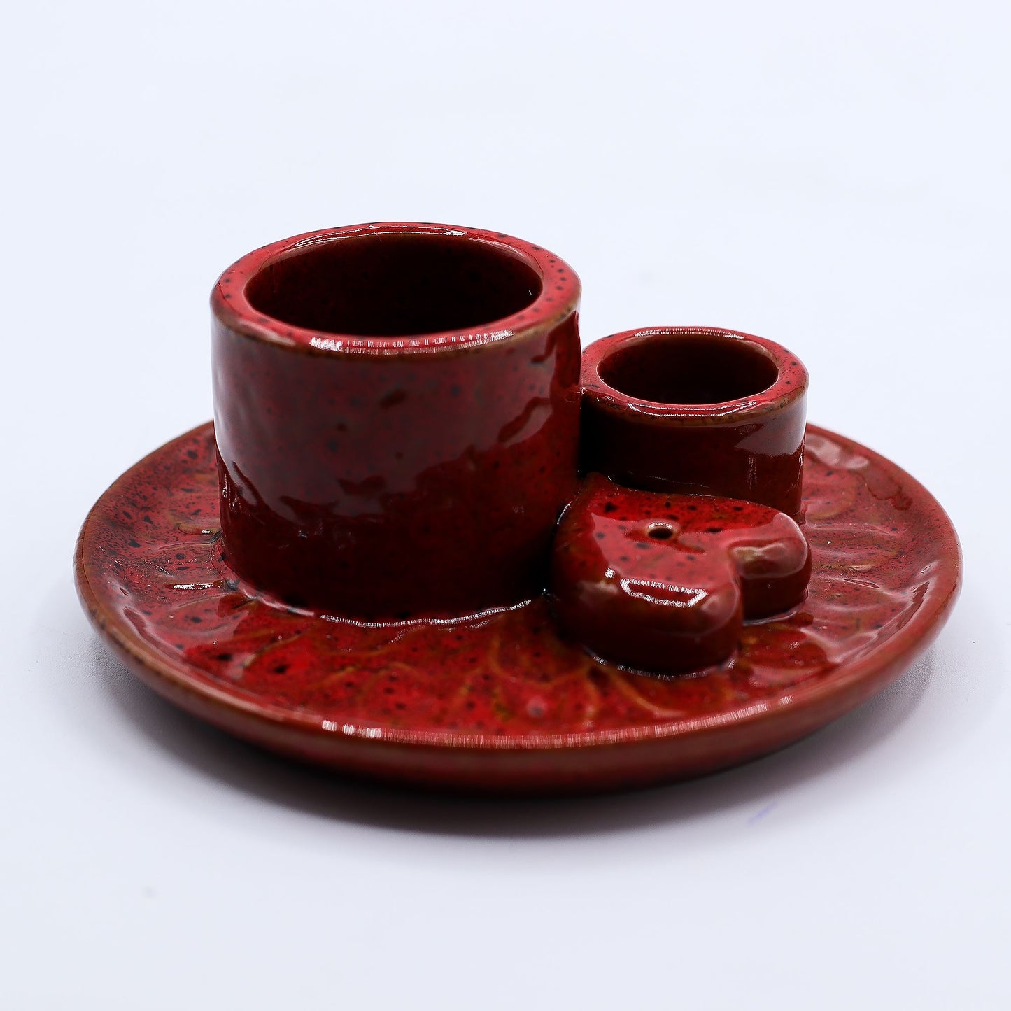 Palo Santo Smudge Stick & Red Mandala Heart Ceramic Holder | Spiritual Cleansing Gift