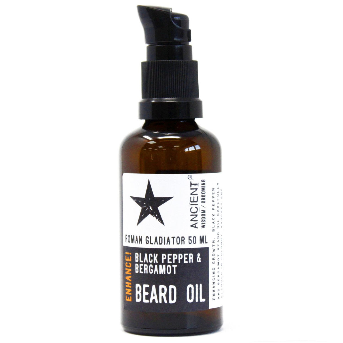 Roman Gladiator Beard Oil | Black Pepper & Bergamot | Argan & Vitamin E | 50ml | Amber & Calm