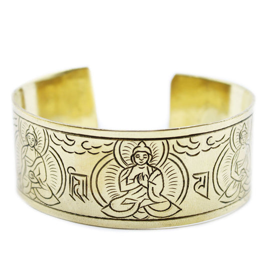 Brass Tibetan Five Buddha Mantra Bracelet