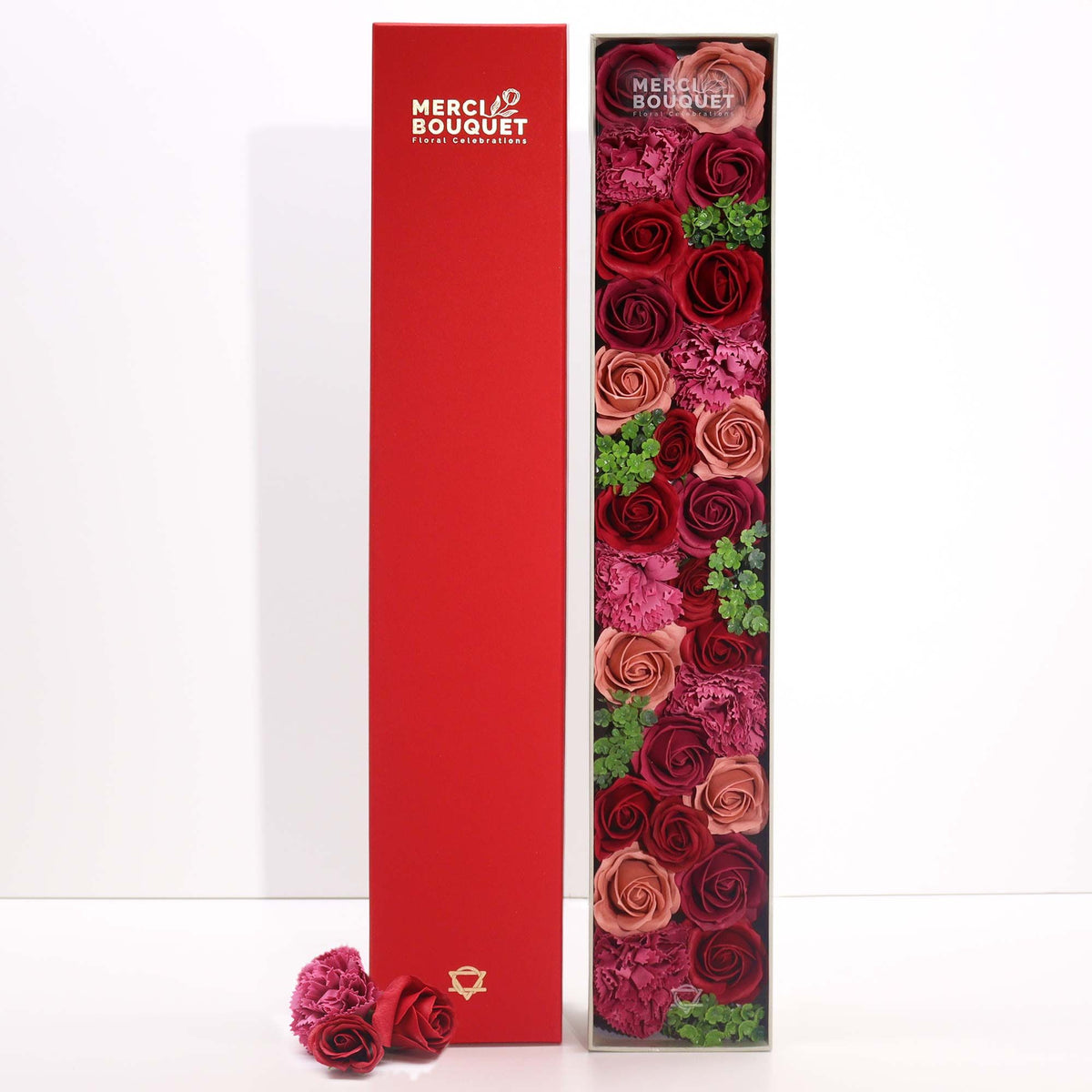 Vintage Roses Soap Flower Extra Long Gift Box | Luxury Floral Gift | Amber & Calm