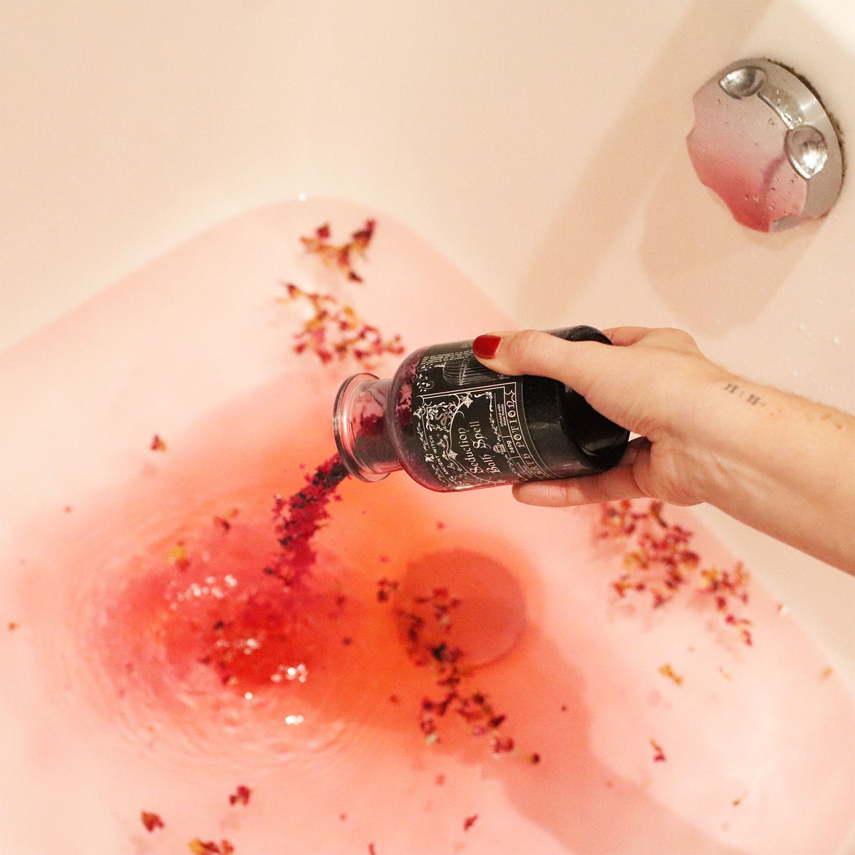 Witch Bath Spell Potion & Amethyst Crystal Amulet | Seduction | Witchy Self-Care Gift