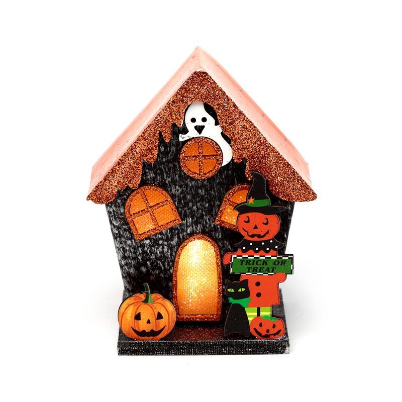 Trick or Treat LED Pumpkin House Halloween Decoration | Glowing Spooky Ornament