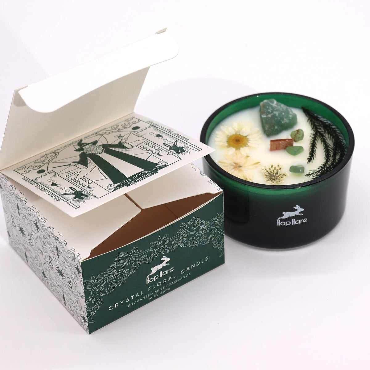 The Magician Crystal Magic Candle | Enchanted Mint | Jade | Tarot Candle Manifestation Gift