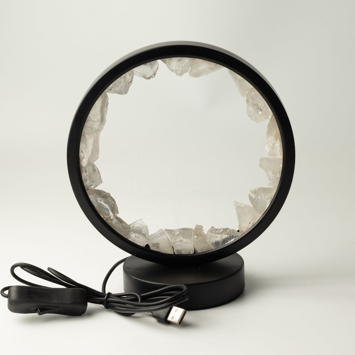 Clear Quartz Gemstone Halo Lamp | Natural Crystal Ring Light | USB | Zen Mind | Clarity & Focus