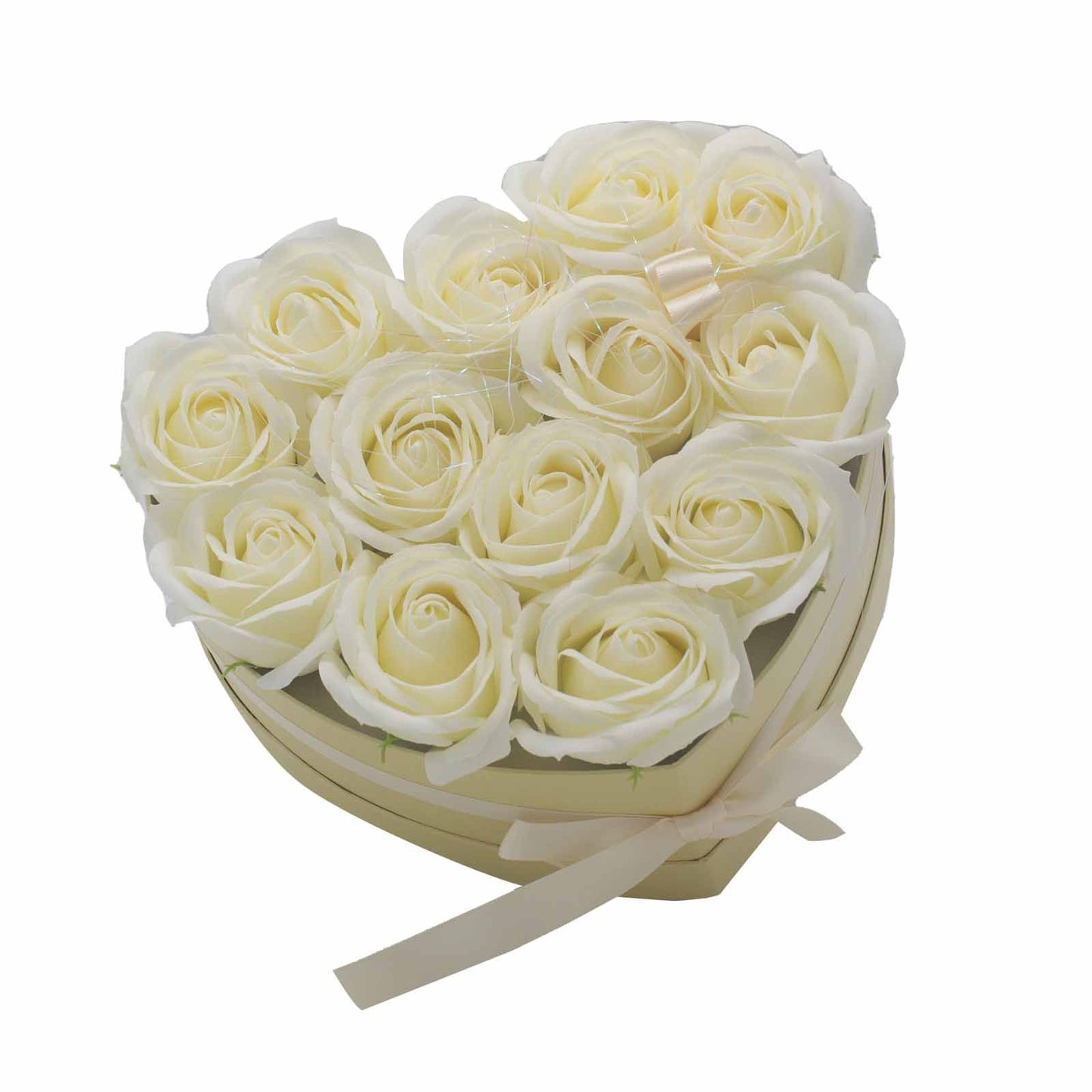 Cream Rose Soap Flower Bouquet | 13 Roses Heart | Luxury Bath Gift | Valentine's Mother's Day Wedding