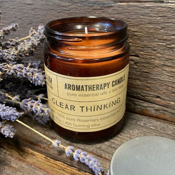 Rosemary Essential Oil Soy Candle | Clear Thinking Aromatherapy Candle Gift