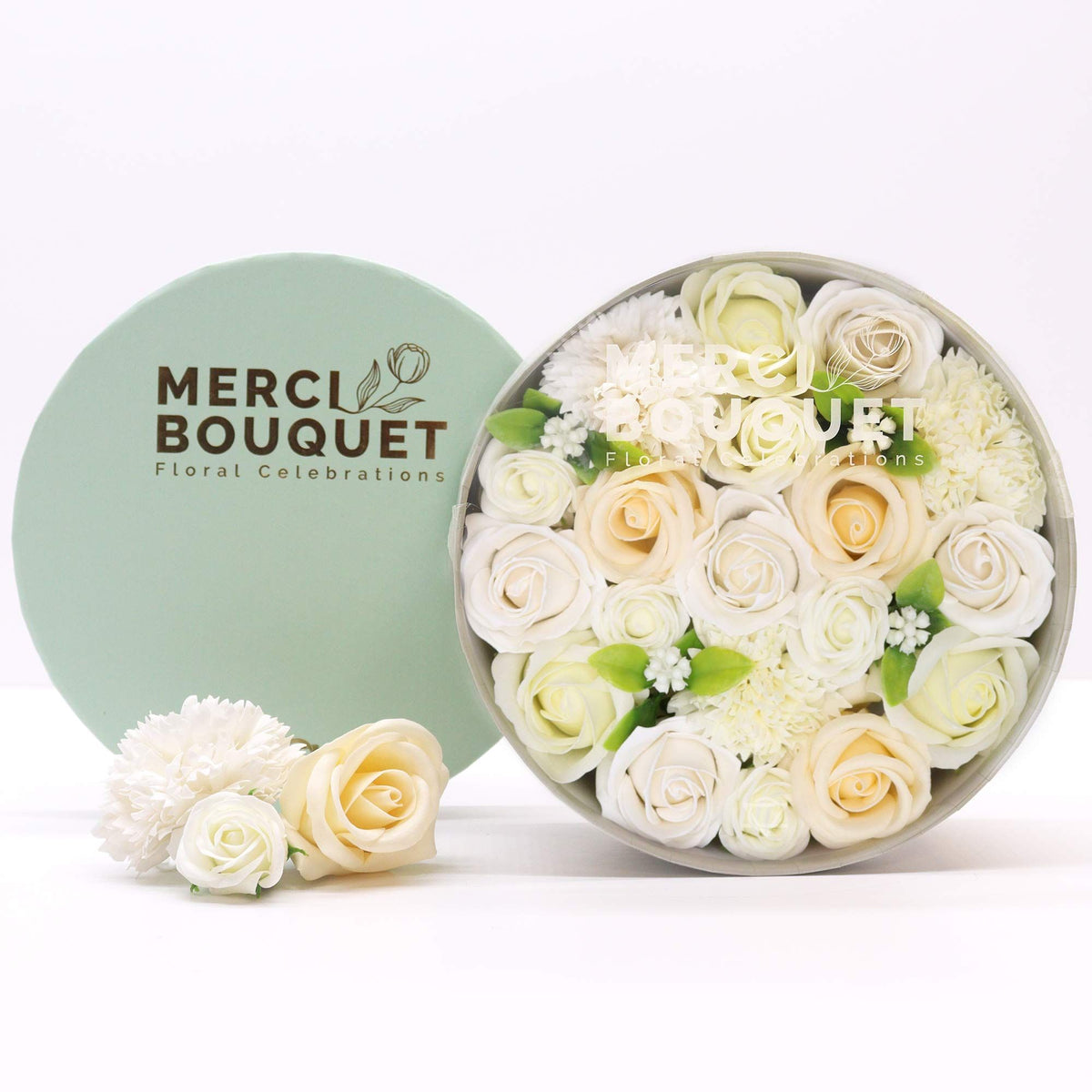 Wedding Blessings Soap Flower Gift Box | White & Ivory | Luxury Bridal Gift