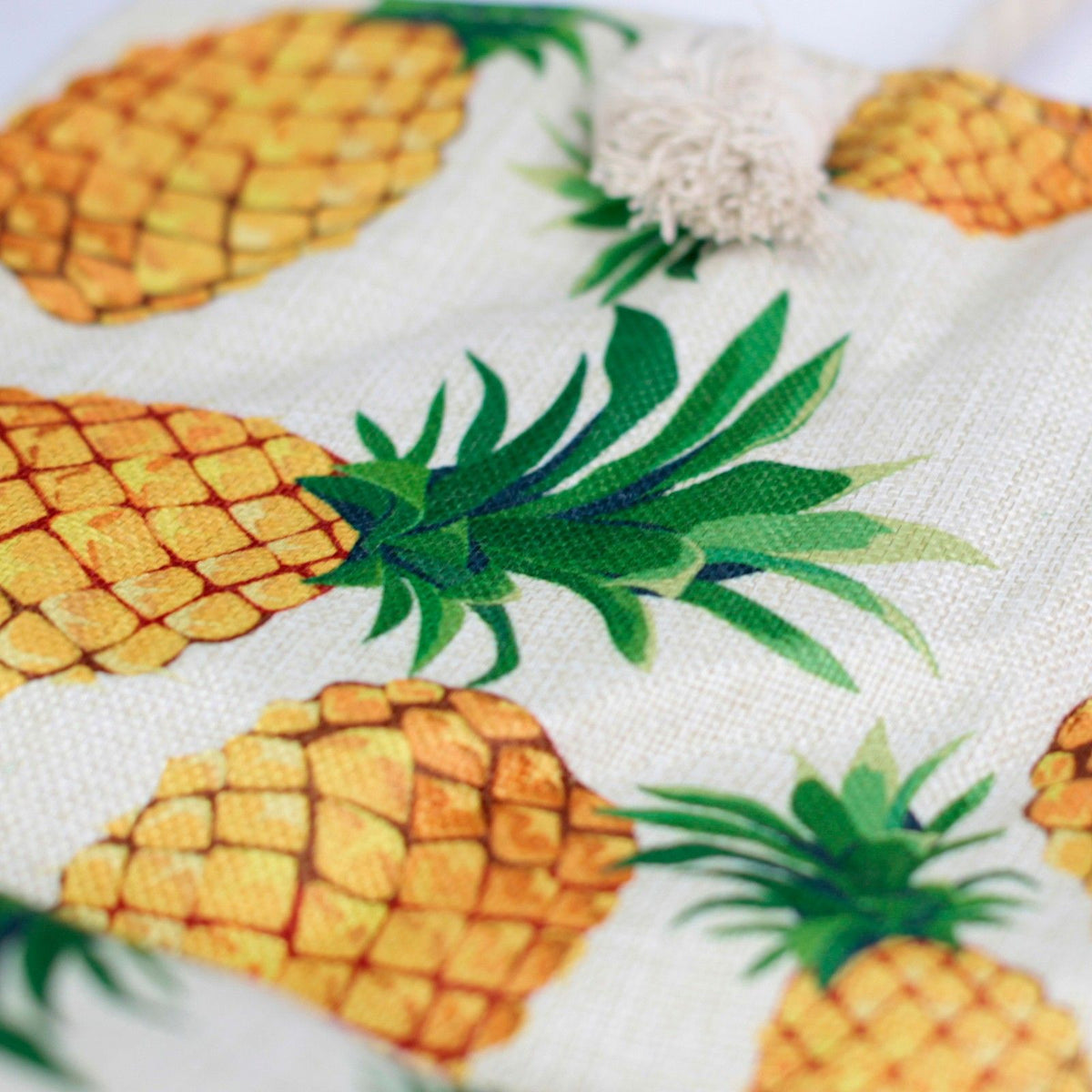 Rope Handle Tote Bag | Pineapple Print | Canvas Beach & Shoulder Bag