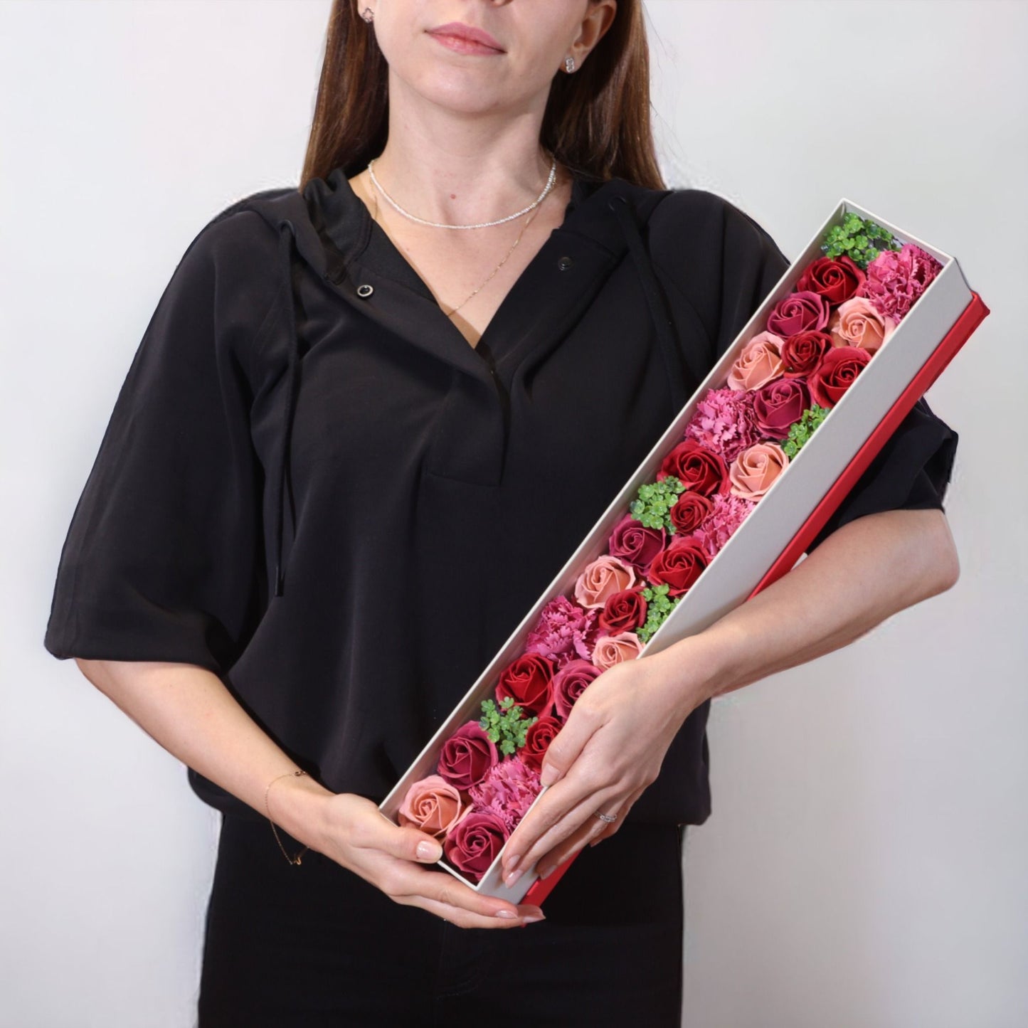 Vintage Roses Soap Flower Extra Long Gift Box | Luxury Floral Gift | Amber & Calm