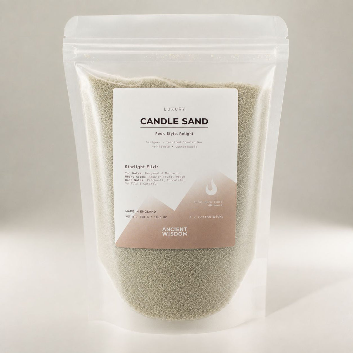 Starlight Elixir White Candle Sand | 300g | Thierry Mugler Angel Inspired | 60hr Burn | Made in England