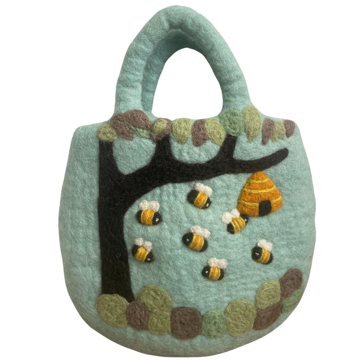 Tree & Beehive Felted Bag | Handmade in Nepal | Fair Trade