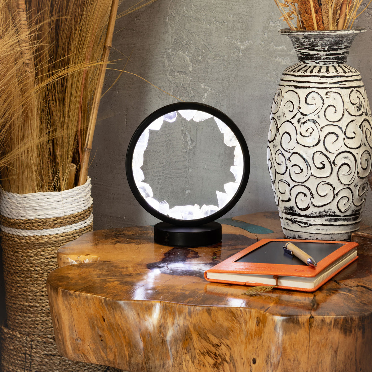Clear Quartz Gemstone Halo Lamp | Natural Crystal Ring Light | USB | Zen Mind | Clarity & Focus